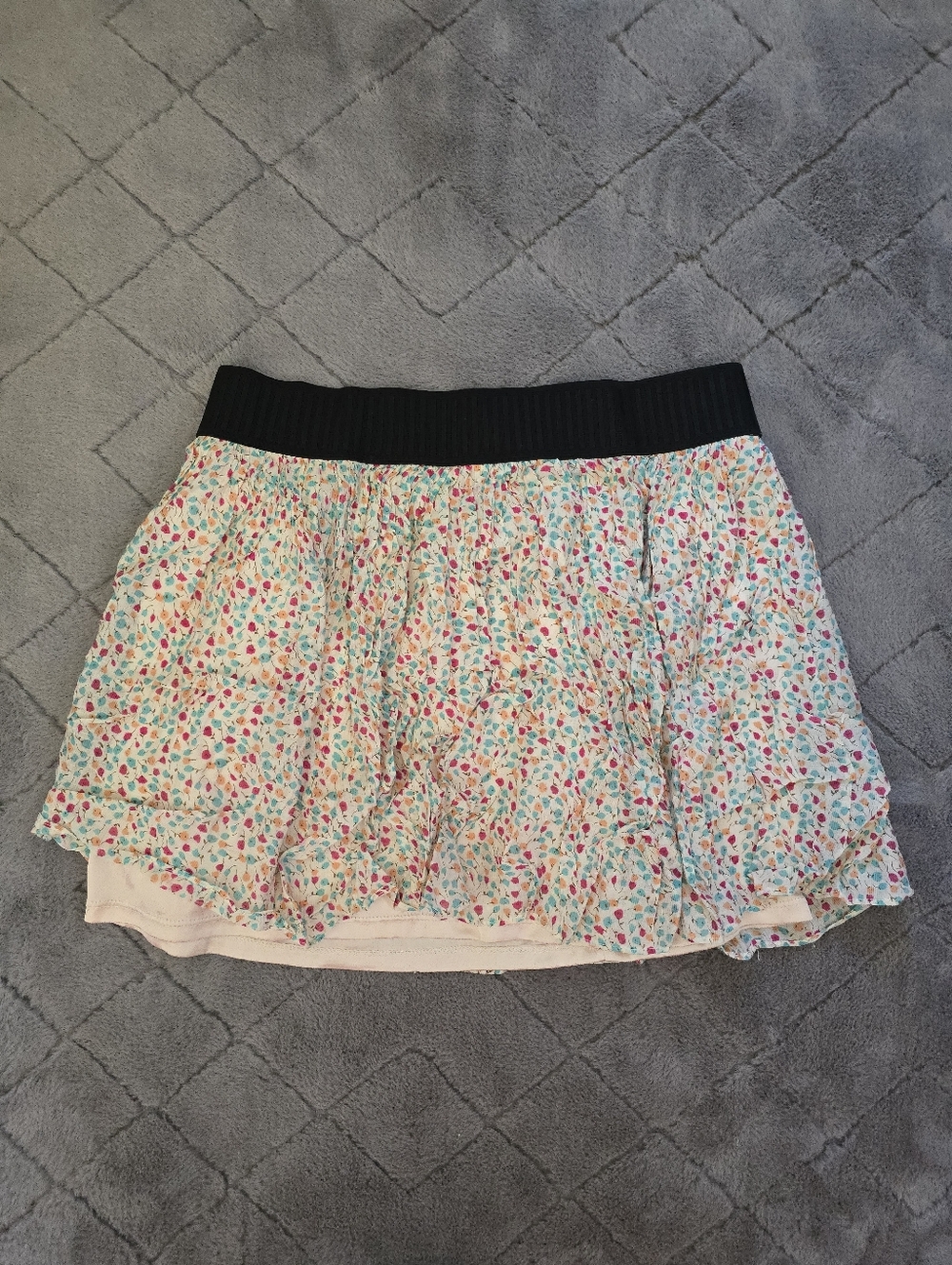 Love Culture Floral Mini Skirt with Black Waistband